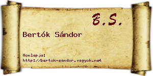 Bertók Sándor névjegykártya